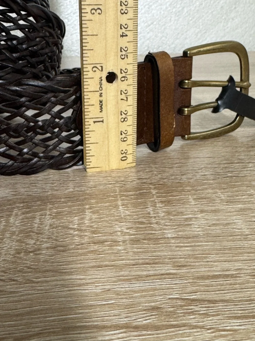 Dark Brown Genuine Bonded Leather Braided Belt Women Size L/XL